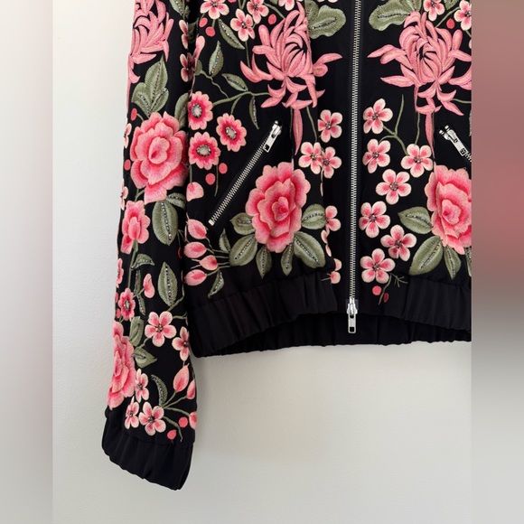 Needle & Thread Embroidered Rose Bomber Floral Crepe Jacket Size US 8 - Picture 5 of 16